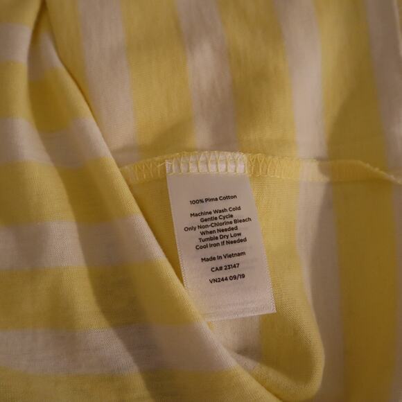 Talbots NWT XL Pima Cotton Tee Yellow White Stripe Scallop Neck Soft Top - Picture 10 of 10